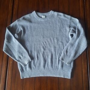 GAP Ribbed Crewneck Sweater Light Grey Medium